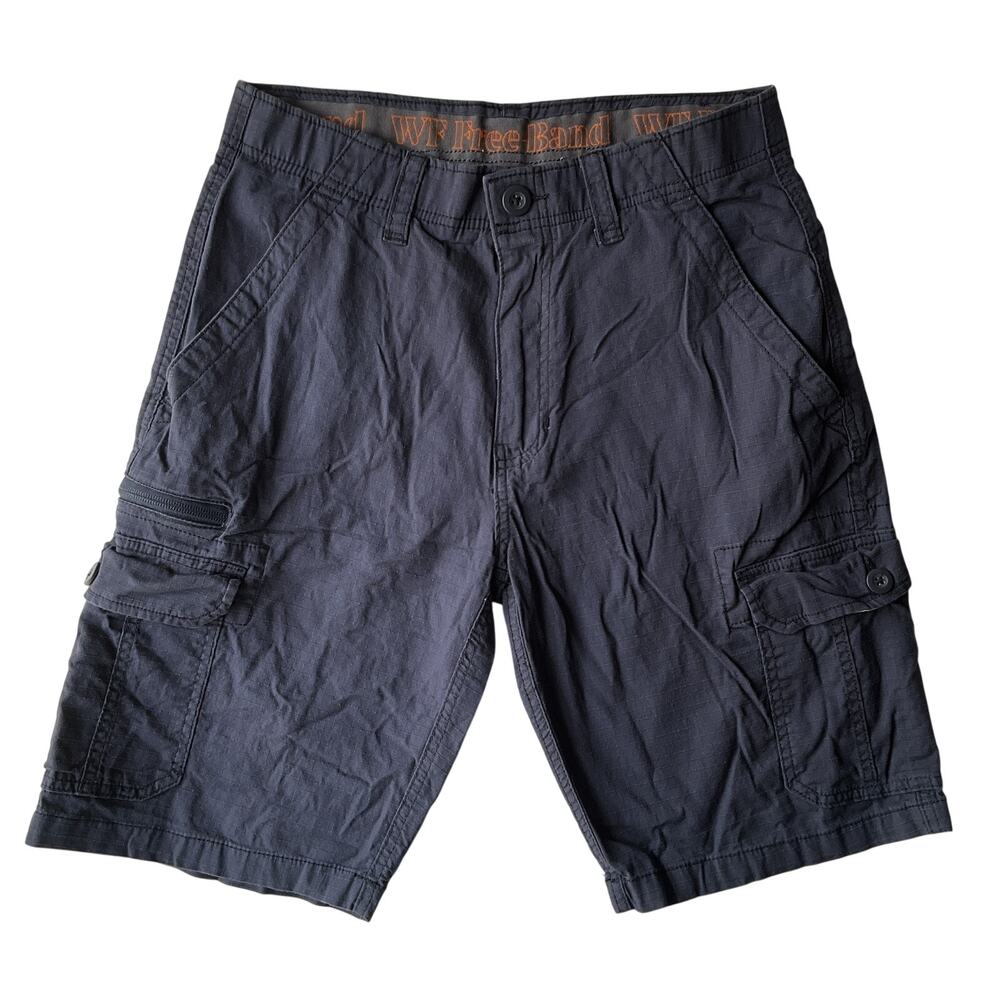 Wearfirst Men Shorts Size 32 Navy Cargo Ripstop WF Free Band 10" Inseam Outdoor